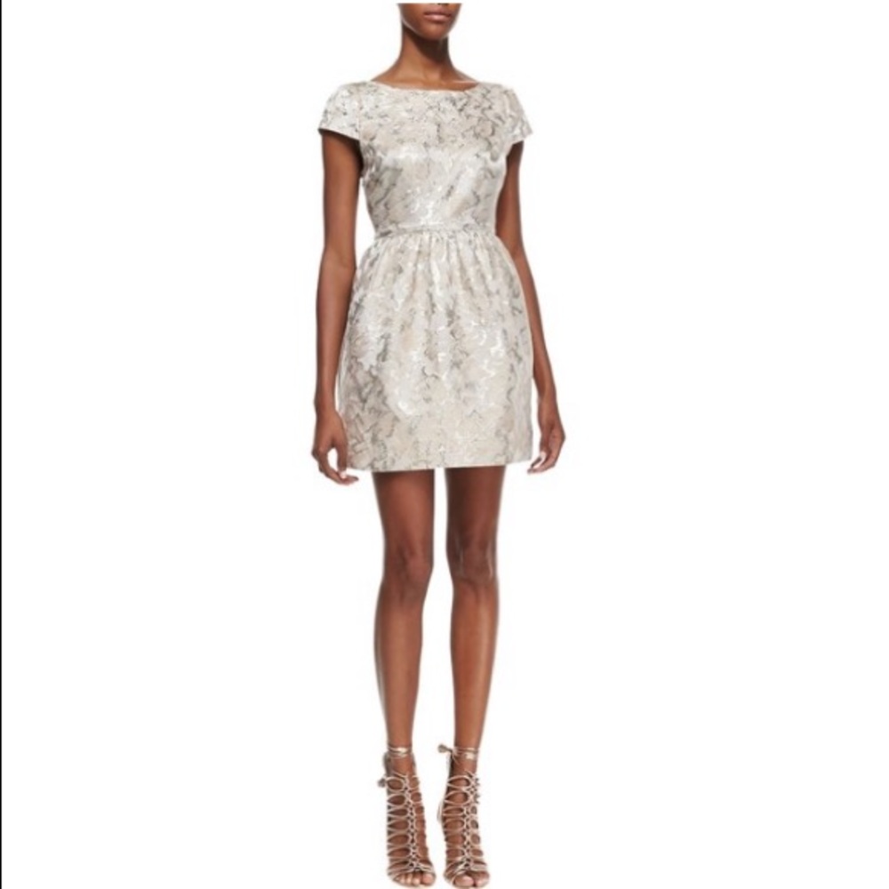 Alice + Olivia Gold Metallic Marbled dress Size 2